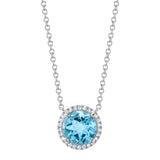 0.08CT DIAMOND & 1.80CT BLUE TOPAZ 14K W/G NECKLACE