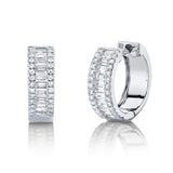 0.49CT 14K W/G DIAMOND BAGUETTE HUGGIE EARRING