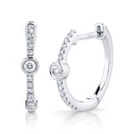 0.13CT 14K W/G DIAMOND BEZEL HOOP EARRING