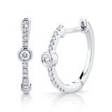 0.13CT 14K W/G DIAMOND BEZEL HOOP EARRING