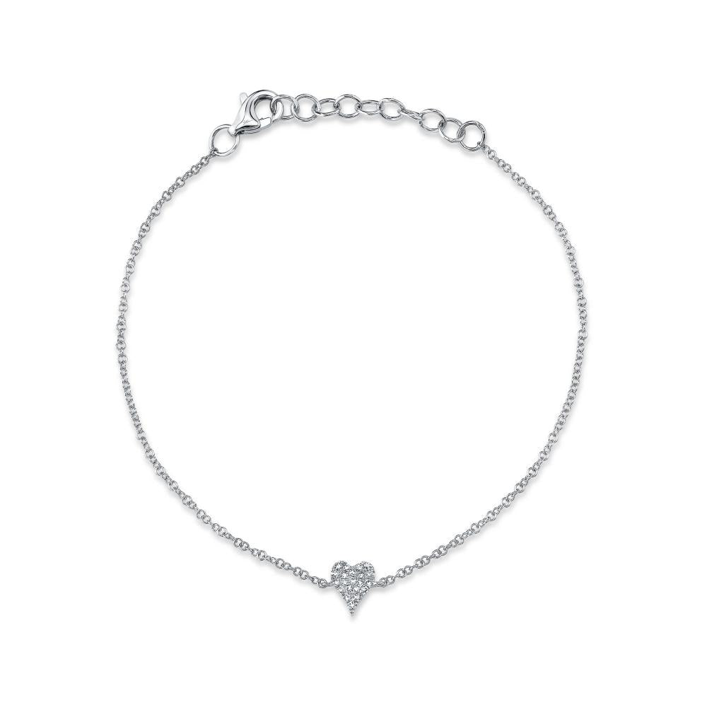 0.05CT 14K W/G DIAMOND PAVE HEART BRACELET