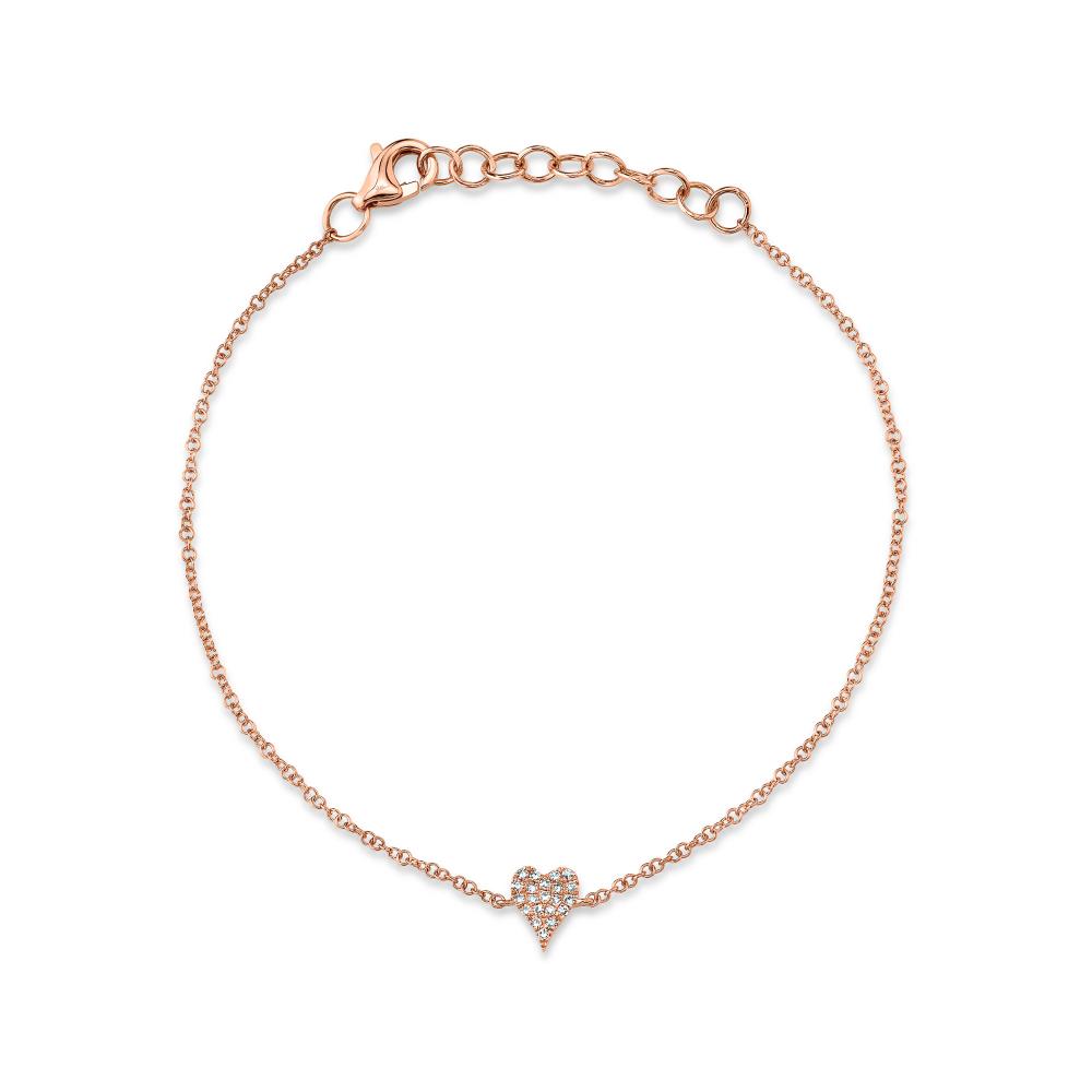 0.05CT 14K R/G DIAMOND PAVE HEART BRACELET