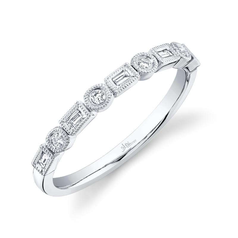 0.14CT 14K W/G DIAMOND BAGUETTE BAND SZ 8