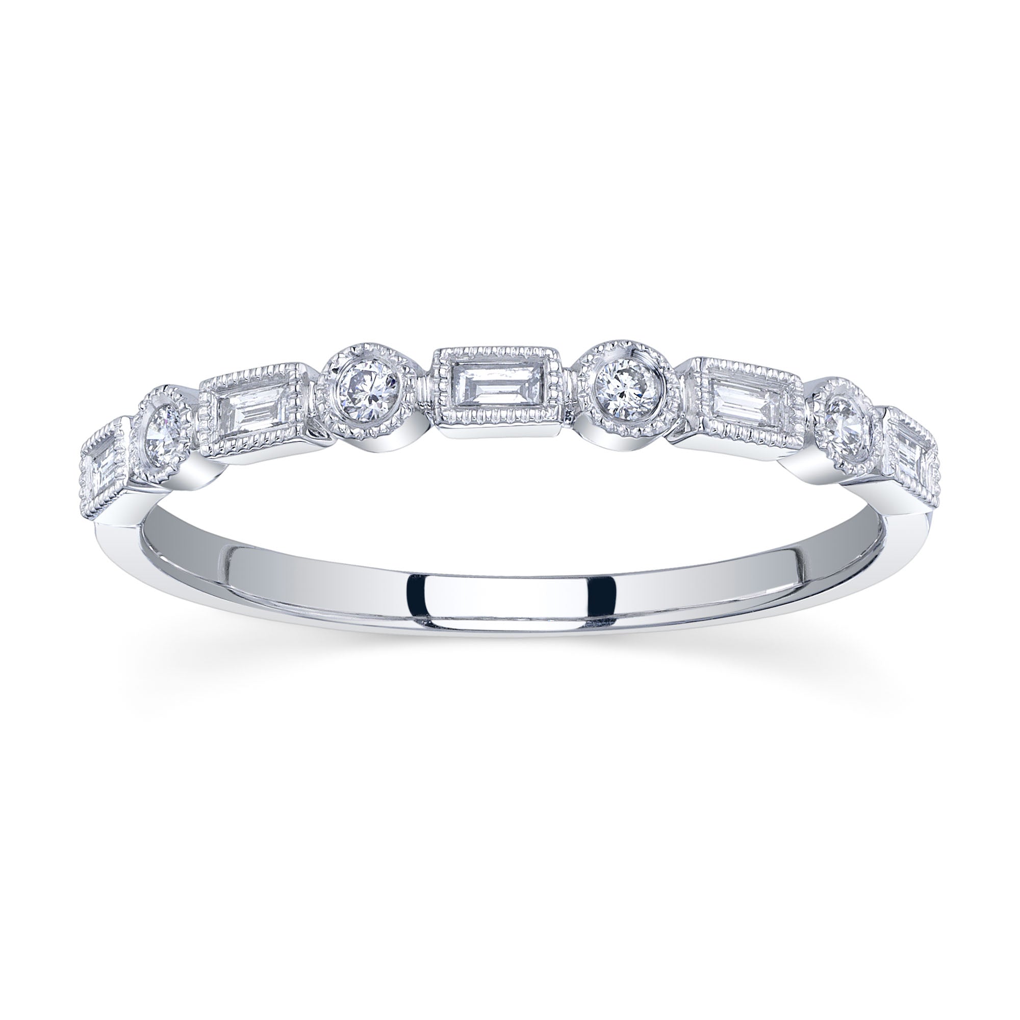 0.14CT 14K W/G DIAMOND BAGUETTE BAND