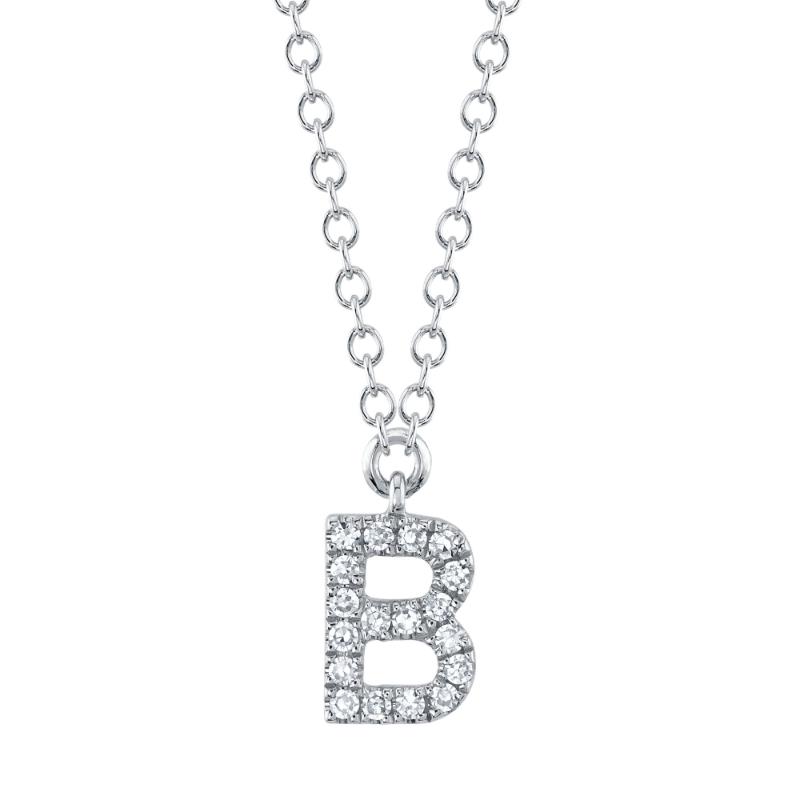 0.06CT 14K W/G DIAMOND NECKLACE - INITIAL B
