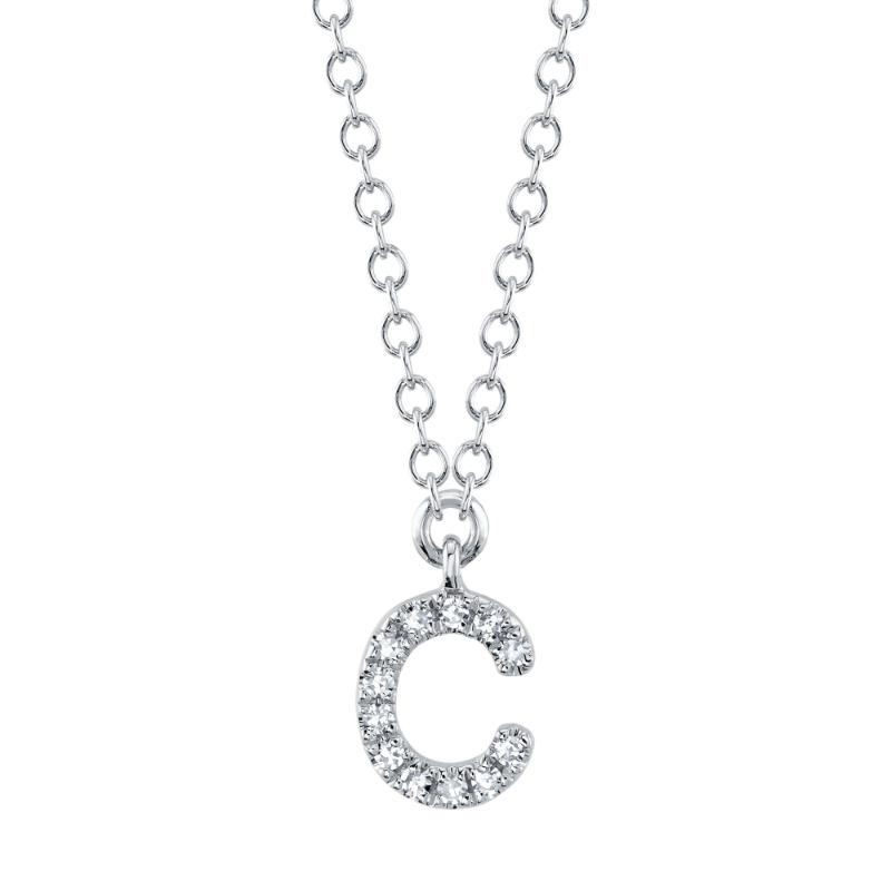 0.04CT 14K W/G DIAMOND NECKLACE - INITIAL C