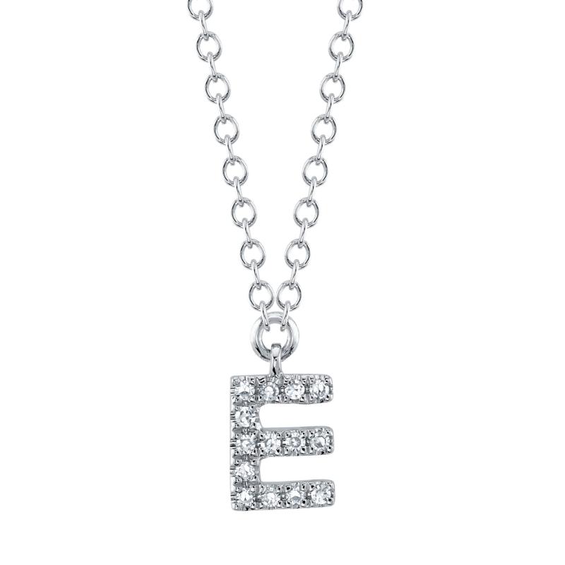 0.04CT 14K W/G DIAMOND NECKLACE - INITIAL E