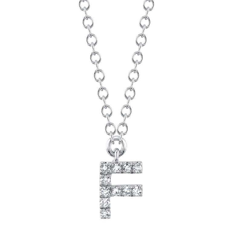0.04CT 14K W/G DIAMOND NECKLACE - INITIAL F