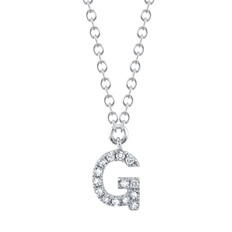 0.05CT 14K W/G DIAMOND NECKLACE - INITIAL G