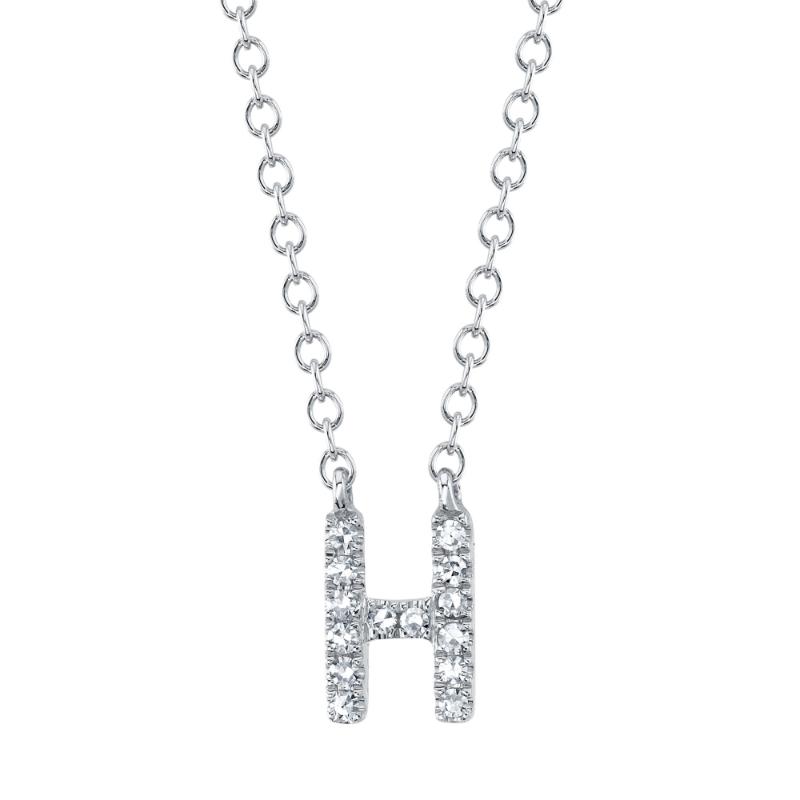 0.05CT 14K W/G DIAMOND NECKLACE - INITIAL H