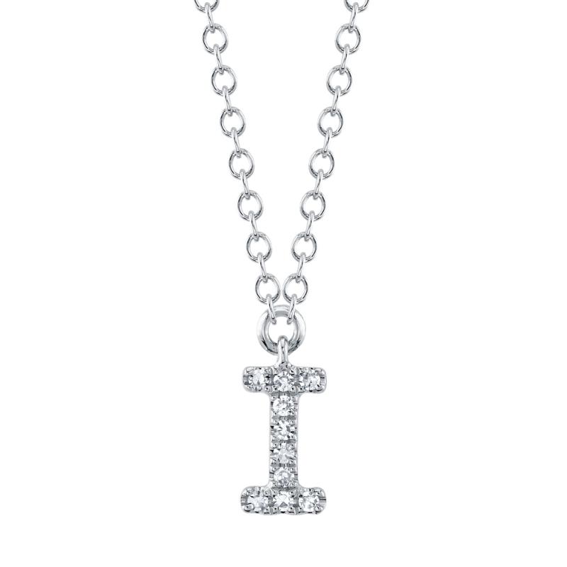 0.03CT 14K W/G DIAMOND NECKLACE - INITIAL I
