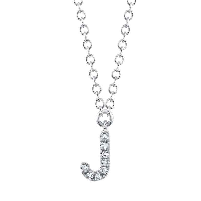 0.03CT 14K W/G DIAMOND NECKLACE - INITIAL J