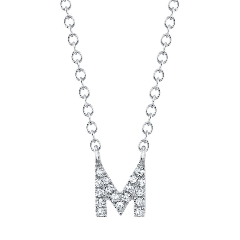 0.05CT 14K W/G DIAMOND NECKLACE - INITIAL M