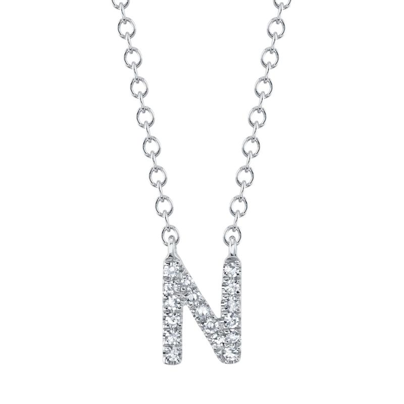 0.05CT 14K W/G DIAMOND NECKLACE - INITIAL N