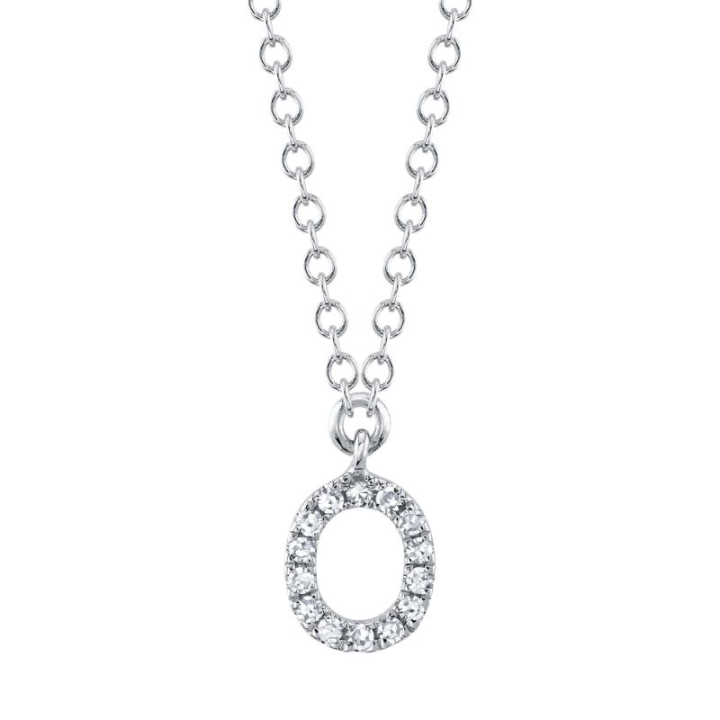 0.05CT 14K W/G DIAMOND NECKLACE - INITIAL O