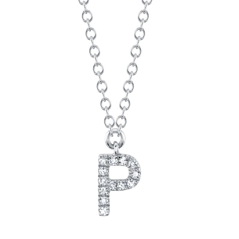 0.04CT 14K W/G DIAMOND NECKLACE - INITIAL P