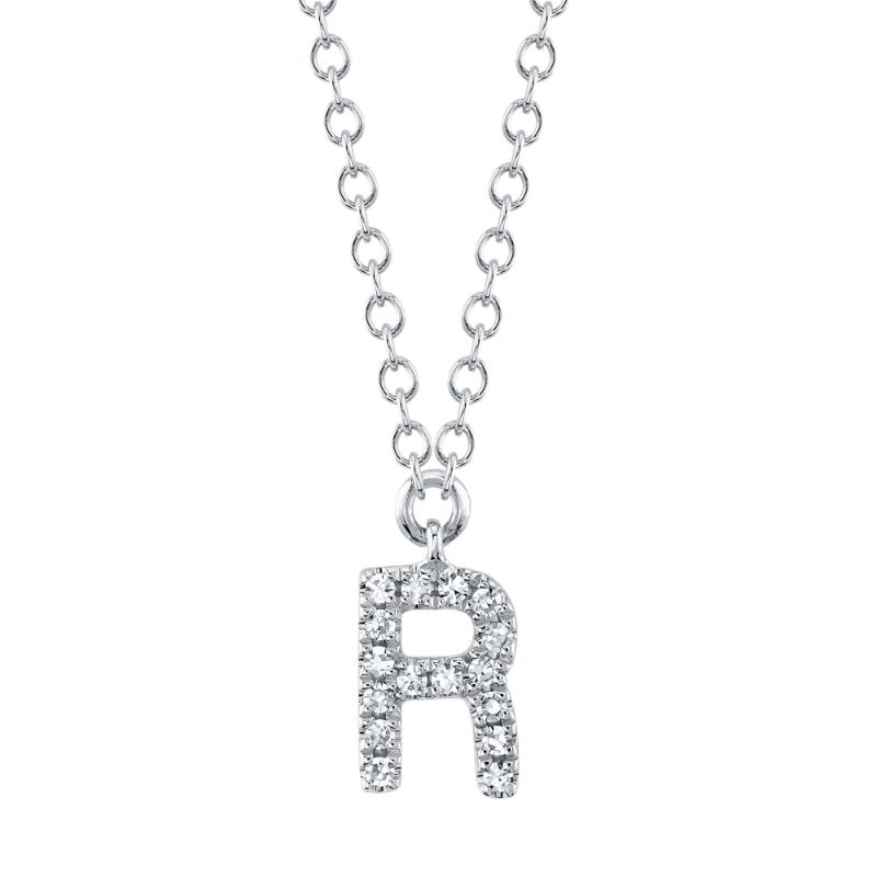 0.05CT 14K W/G DIAMOND NECKLACE - INITIAL R