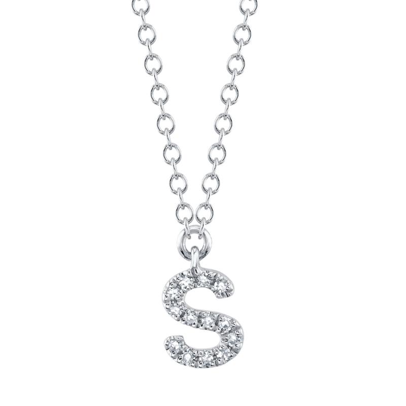 0.05CT 14K W/G DIAMOND NECKLACE - INITIAL S