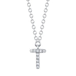 0.03CT 14K W/G DIAMOND NECKLACE - INITIAL T