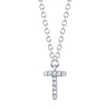 0.03CT 14K W/G DIAMOND NECKLACE - INITIAL T