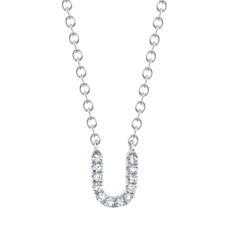 0.04CT 14K W/G DIAMOND NECKLACE - INITIAL U
