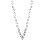 0.03CT 14K W/G DIAMOND NECKLACE - INITIAL V