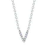 0.03CT 14K W/G DIAMOND NECKLACE - INITIAL V