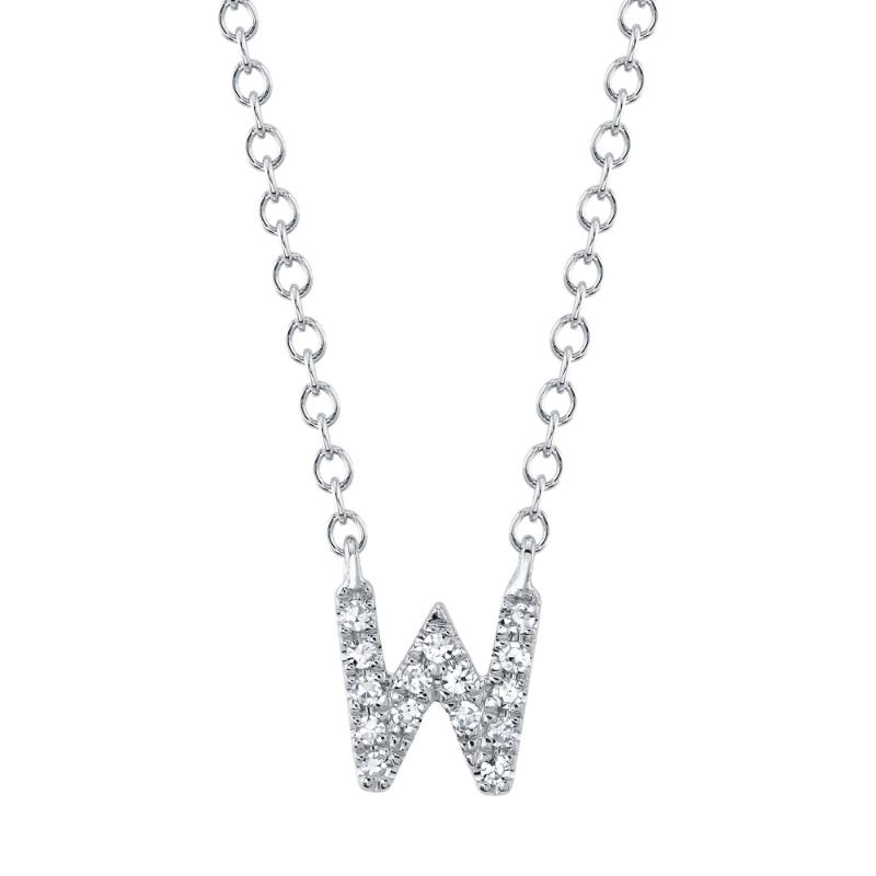 0.05CT 14K W/G DIAMOND NECKLACE - INITIAL W