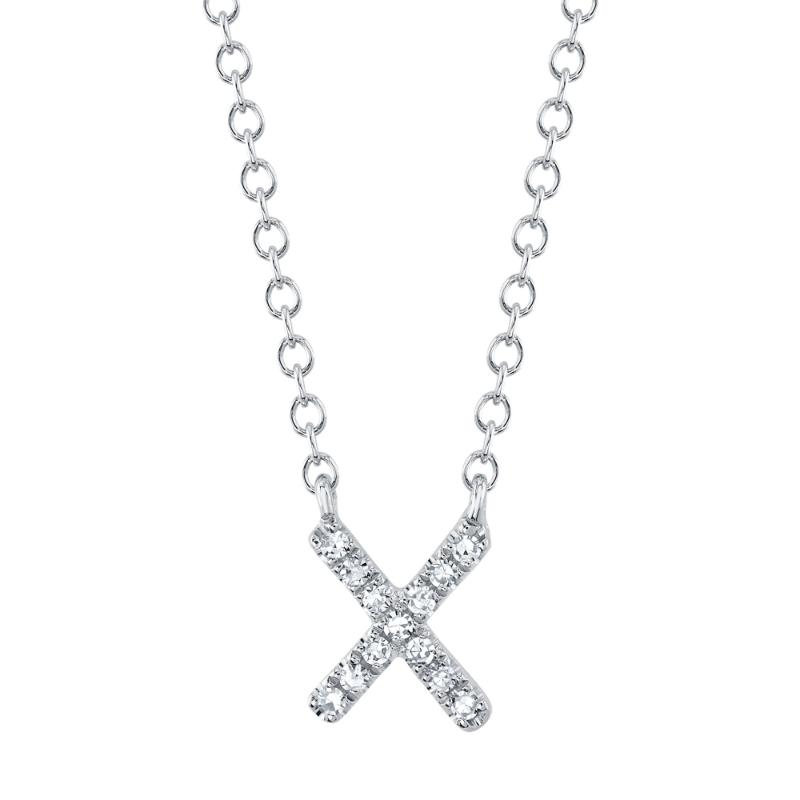 0.04CT 14K W/G DIAMOND NECKLACE - INITIAL X