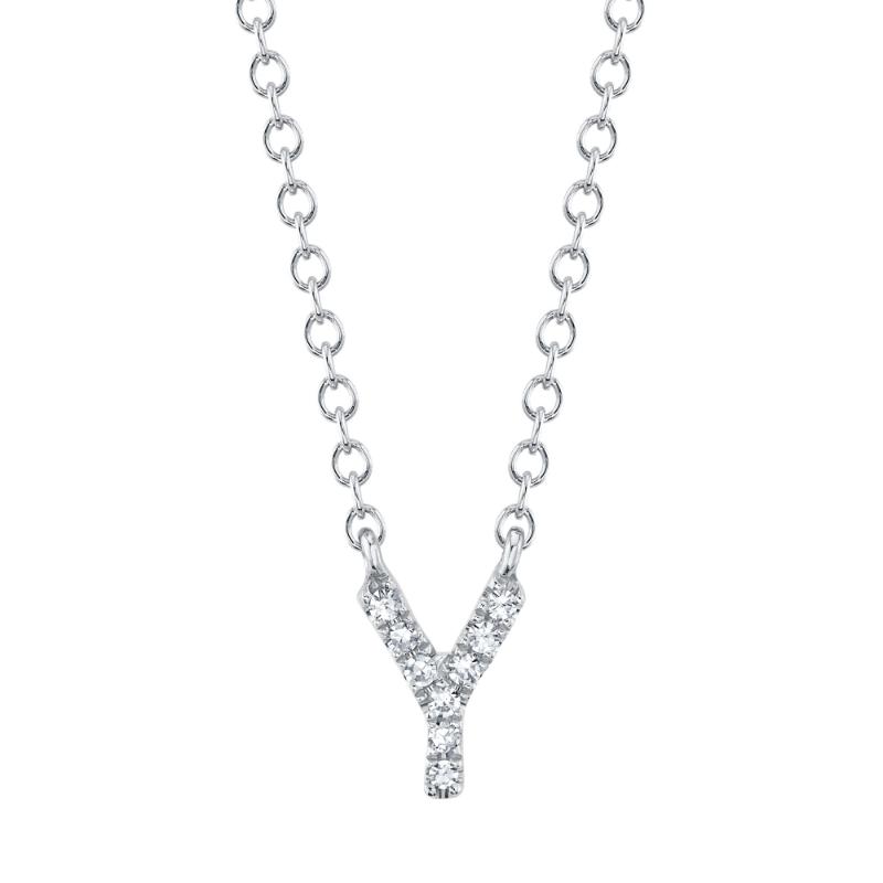 0.03CT 14K W/G DIAMOND NECKLACE - INITIAL Y