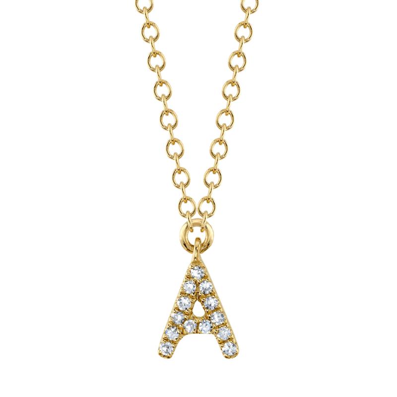 0.04CT 14K Y/G DIAMOND NECKLACE - INITIAL A