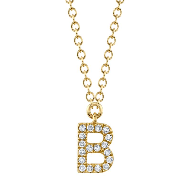 0.06CT 14K Y/G DIAMOND NECKLACE - INITIAL B