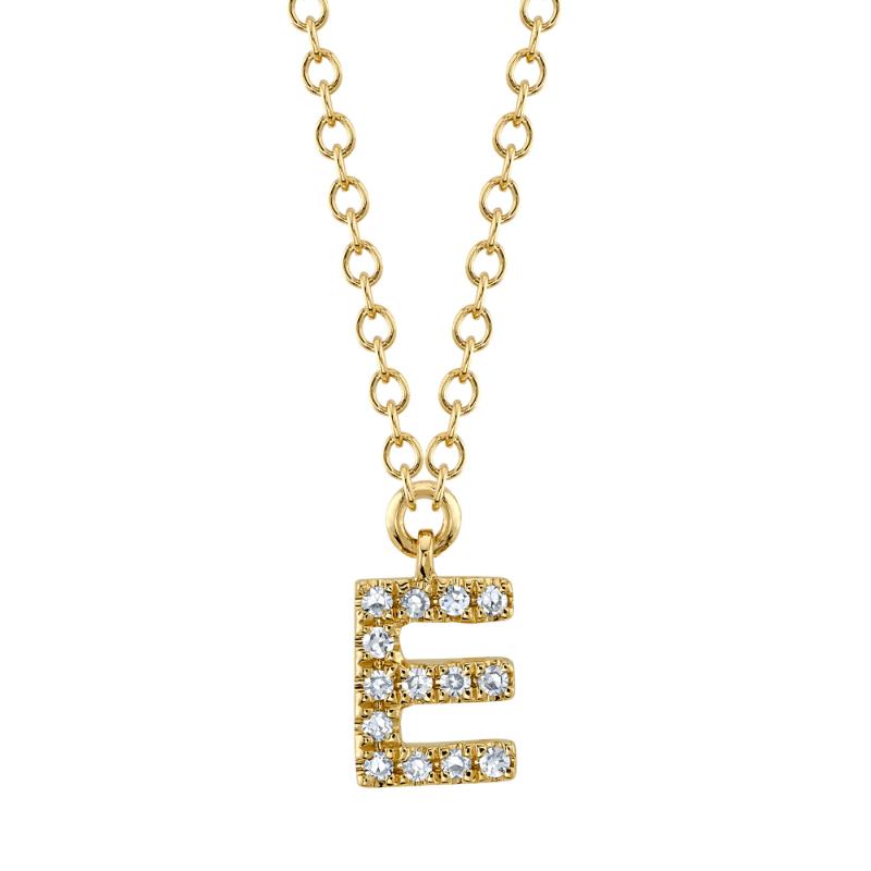 0.04CT 14K Y/G DIAMOND NECKLACE - INITIAL E