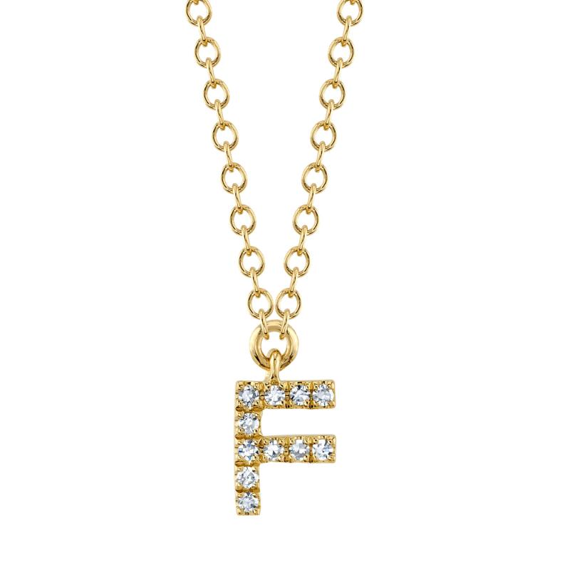 0.04CT 14K Y/G DIAMOND NECKLACE - INITIAL F