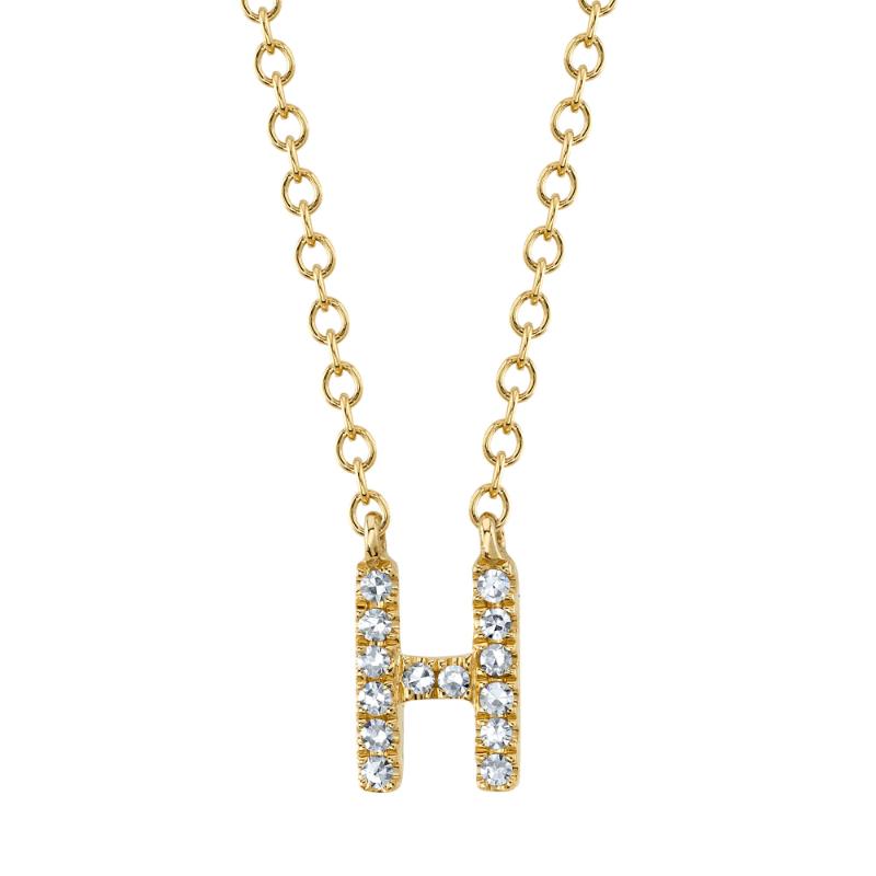 0.05CT 14K Y/G DIAMOND NECKLACE - INITIAL H