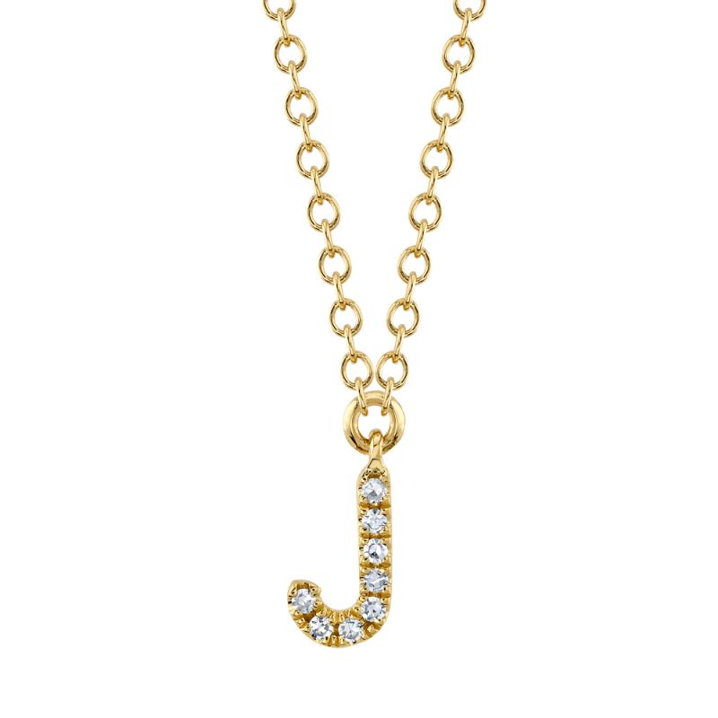 0.03CT 14K Y/G DIAMOND NECKLACE - INITIAL J