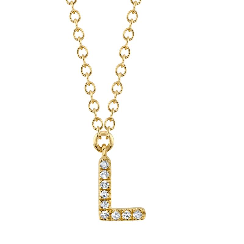 0.03CT 14K Y/G DIAMOND NECKLACE - INITIAL L