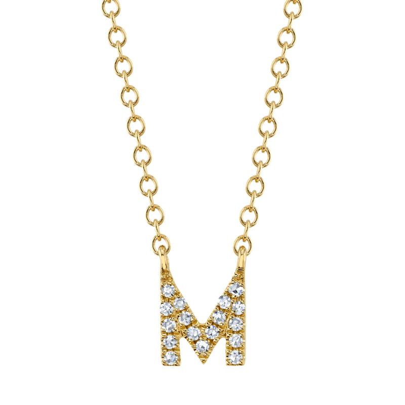 0.05CT 14K Y/G DIAMOND NECKLACE - INITIAL M