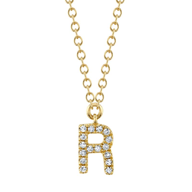 0.05CT 14K Y/G DIAMOND NECKLACE - INITIAL R