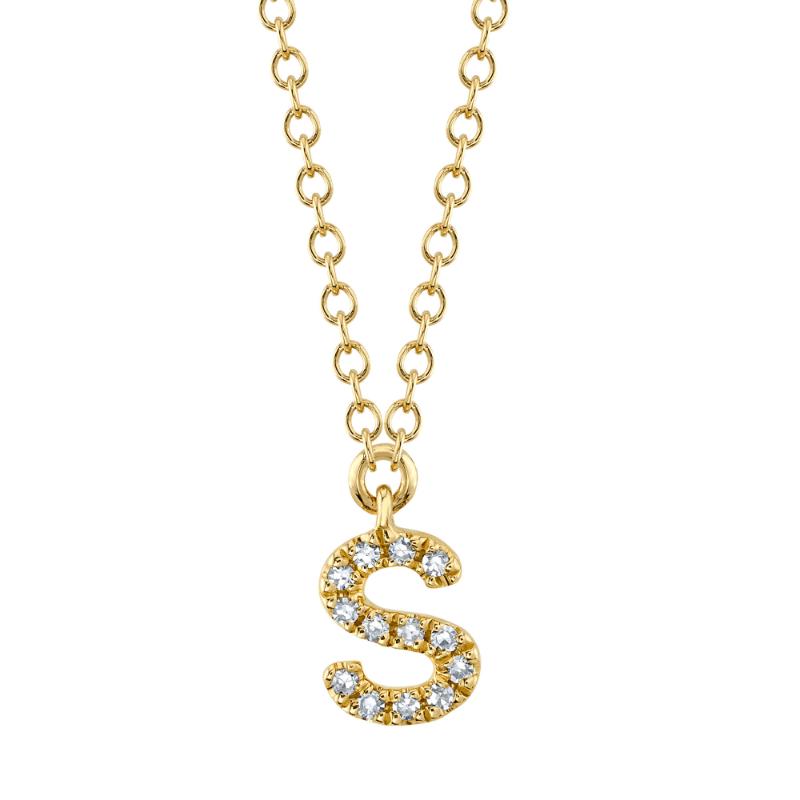 0.05CT 14K Y/G DIAMOND NECKLACE - INITIAL S