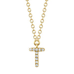 0.03CT 14K Y/G DIAMOND NECKLACE - INITIAL T