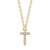 0.03CT 14K Y/G DIAMOND NECKLACE - INITIAL T