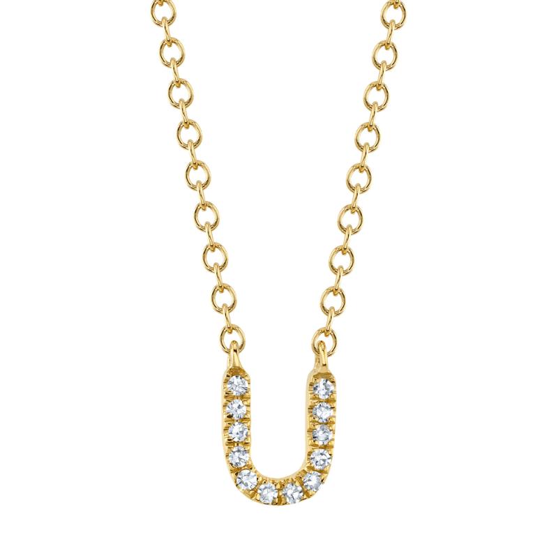 0.04CT 14K Y/G DIAMOND NECKLACE - INITIAL U