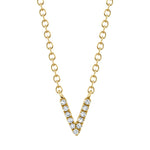 0.03CT 14K Y/G DIAMOND NECKLACE - INITIAL V