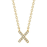 0.04CT 14K Y/G DIAMOND NECKLACE - INITIAL X