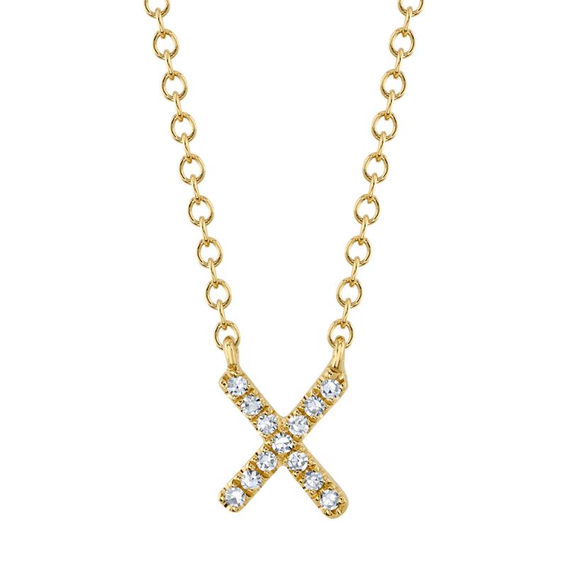 0.04CT 14K Y/G DIAMOND NECKLACE - INITIAL X