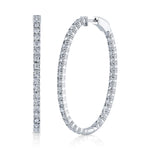 2.17CT 14K W/G DIAMOND OVAL HOOP EARRING
