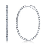 2.17CT 14K W/G DIAMOND OVAL HOOP EARRING