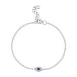 0.04CT DIAMOND & 0.06CT BLUE SAPPHIRE 14K W/G EYE BRACELET
