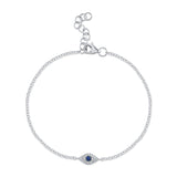 0.04CT DIAMOND & 0.06CT BLUE SAPPHIRE 14K W/G EYE BRACELET